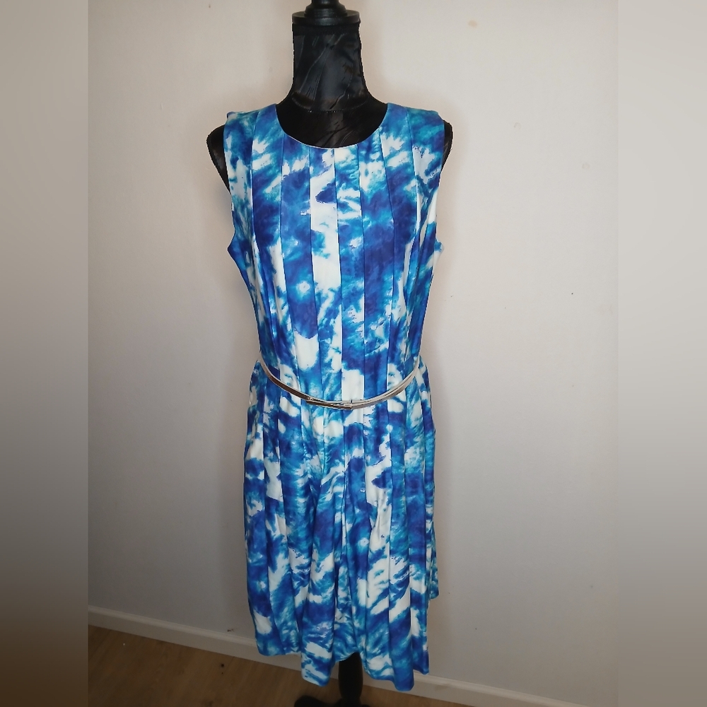 Calvin Klein Blue and White Midi Sundress